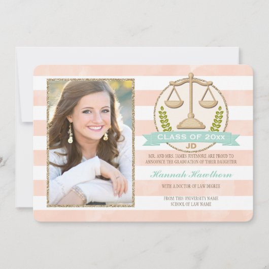 Invitation Échelles de corail d'Aqua d'obtention du diplôme (Devant)