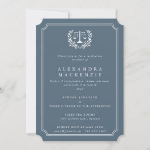 Invitation Échelles de droit bleu-gris/blanc + Couronne de la