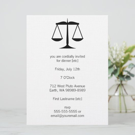 Invitation Échelles de justice (droit) (Debout devant)