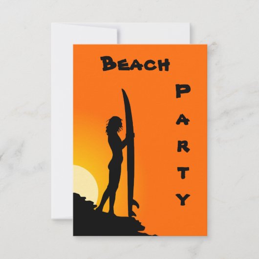 Invitation Échouez les invitations, le surfer, l'orange et le (Devant)