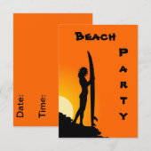 Invitation Échouez les invitations, le surfer, l'orange et le (Devant / Derrière)