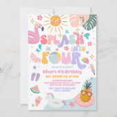 Invitation Éclabousser Dans Quatre Fête de Piscine d'Été 4e A (Devant)