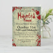 Invitation Éclaboussure de sang sur un Halloween hanté (Debout devant)