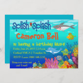 Invitation Éclaboussure de Splish sous le coup d'anniversaire (Devant / Derrière)