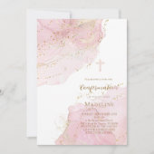Invitation éclaboussures d'encre rose Confirmation (Devant)
