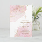 Invitation éclaboussures d'encre rose Confirmation (Debout devant)