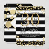 Invitation Éclaboussures et rayures modernes élégantes d'or (Devant / Derrière)