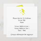 Invitation Éclair de foudre en colère. Jaune sur Blanc. (Devant / Derrière)