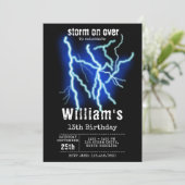 Invitation Éclair Électricité Tonnerre orage Anniversaire (Debout devant)