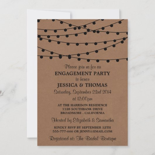 Invitation Éclairage À Chaîne Sur La Partie Rustique D'Engage (Devant)