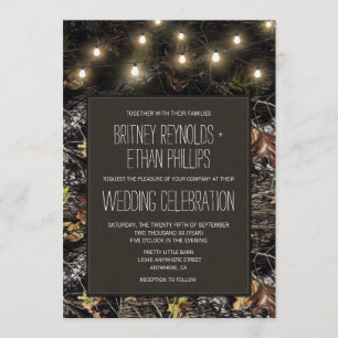 Invitation Éclairage à cordes + Chasse Camo Mariage Invitatio
