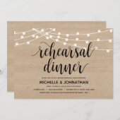 Invitation Éclairage à cordes Dîner de répétition mariage inv (Devant / Derrière)