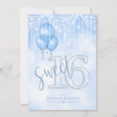 Invitation Éclairage à cordes et ballons Sweet 16 Lt. Blue ID (Devant)