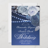 Invitation Éclairage à cordes étoiles Mariage élégant bleu (Devant)