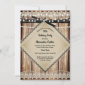 Invitation Éclairage à cordes noires en bois de dentelle de p (Devant)