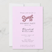 Invitation Éclairage à étincelles rose sweet sixteen (Dos)