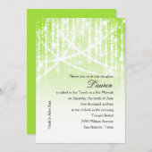 Invitation Éclairage blanc et vert bat mitzvah (Devant / Derrière)