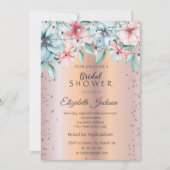 Invitation Éclairage Chic, Diamants Fête des mariées Florale (Devant)