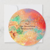 Invitation ÉCLAIRAGE DE FLEURS rouge rose vert jaune or éclat (Dos)