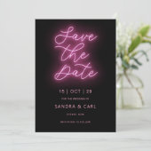 Invitation Éclairage électrique au néon Enregistrer la date (Debout devant)