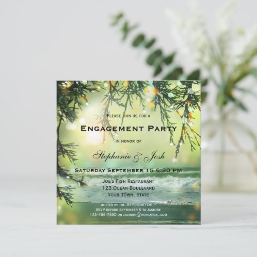 Invitation Éclairage Étincelle Plage Engagement Fête Invitati (Debout devant)