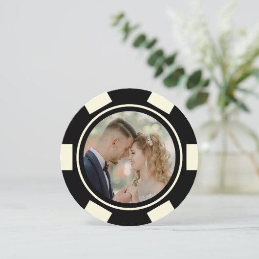 Invitation Éclairage Mariage de jeton noir off blanc (Debout devant)