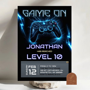 Invitation Éclairage Neon Vidéo Niveau de jeu vers le haut An