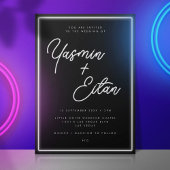 Invitation Éclairage noir blanc Script simple Mariage