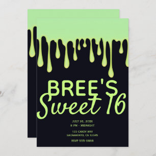 Invitation Éclairage vert goutte à goutte Halloween Sweet 16 