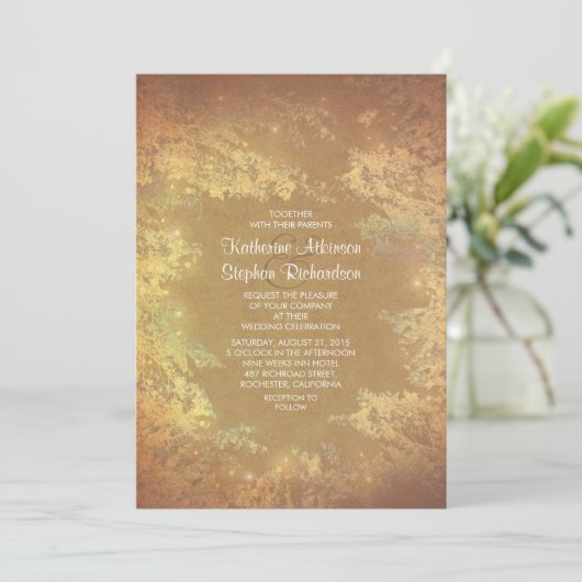 Invitation Éclairages à cordes & Branches Mariage rustique In (Debout devant)