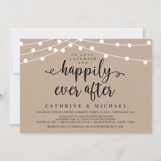 Invitation Éclairages Rustiques À Chaînes De Ferme, Elopement (Devant)