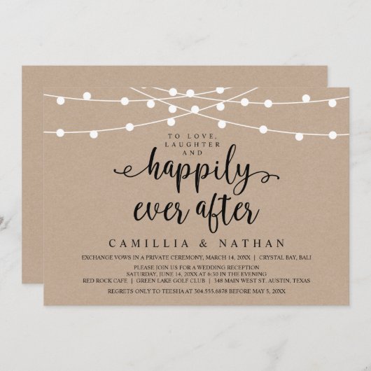 Invitation Éclairages Rustiques À Chaînes De Ferme, Elopement (Devant / Derrière)