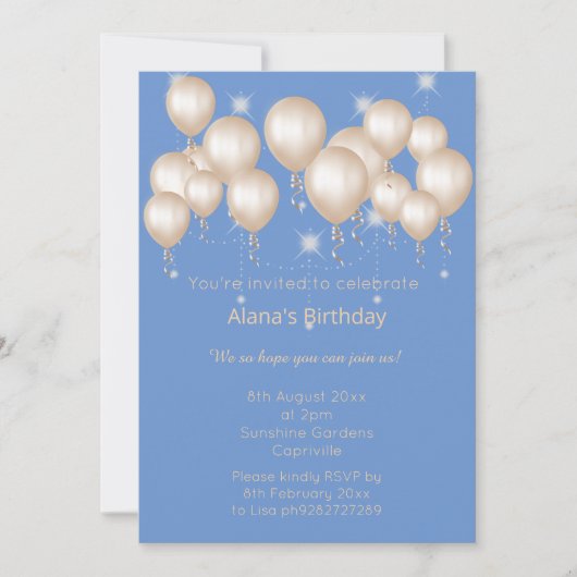 Invitation ÉCLAIRANT MODERNE SPRINTEMPS NAVY BALLOON Sparkle (Devant)