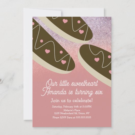 Invitation Éclairs Donuts Faux Paillettes Saint-Valentin (Devant)