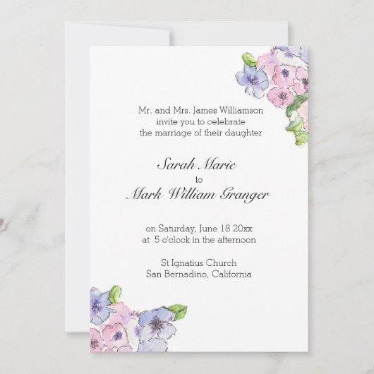 Invitation Éclat de Bleu et de Violet (Devant)