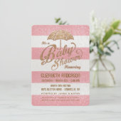 Invitation éclatant de douche de rose et de bébé (Debout devant)