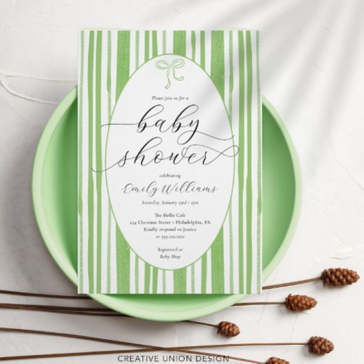 Invitation Eclectique Peint Grandes Baby shower Vert