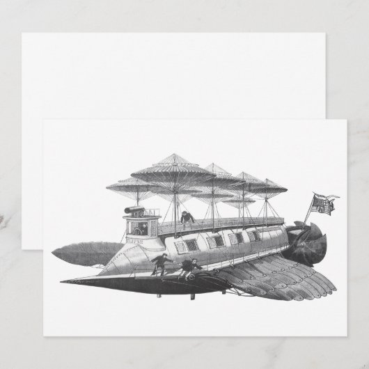 Invitation Éclipse de Dirigeable de Science-Fictio (Devant / Derrière)