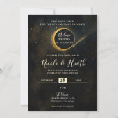 Invitation Éclipse de poussière d'étoile dorée Mariage célest (Devant)
