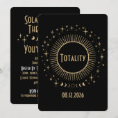 Invitation Éclipse Solaire 2026 Soirée Étoile Céleste Or Noir (Devant / Derrière)