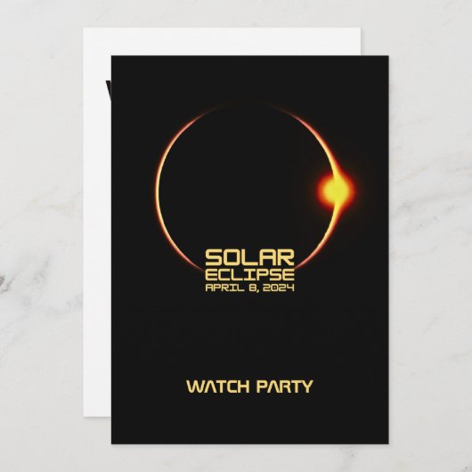 Invitation Éclipse solaire 8 avril 2024 (Devant / Derrière)