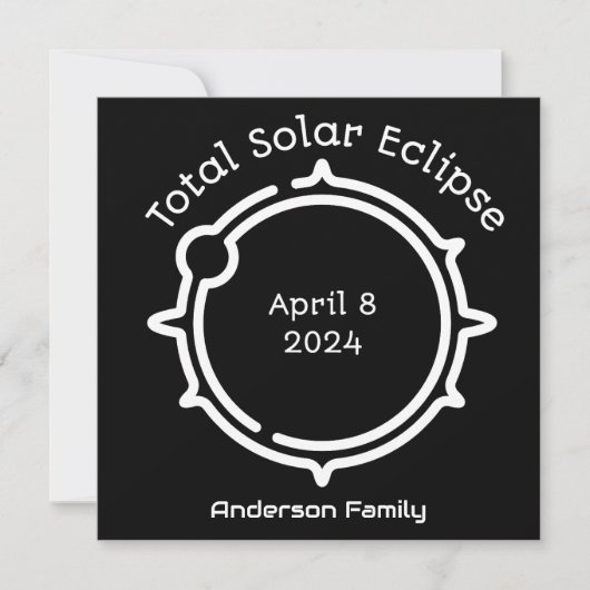 Invitation Éclipse solaire totale 2024 Noir minimal moderne (Devant)