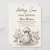 Invitation Éclosion imminente Baby Shower Rustique poussin (Devant)