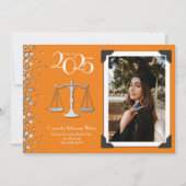 Invitation École de Droit Avocat Silver Graduation Orange (Devant)