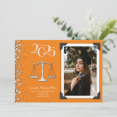 Invitation École de Droit Avocat Silver Graduation Orange (Debout devant)
