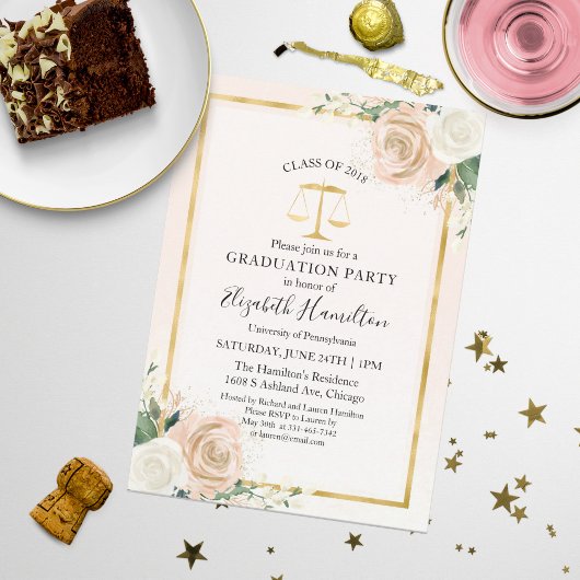 Invitation École de droit Fête de fin d'études Blush Échelles