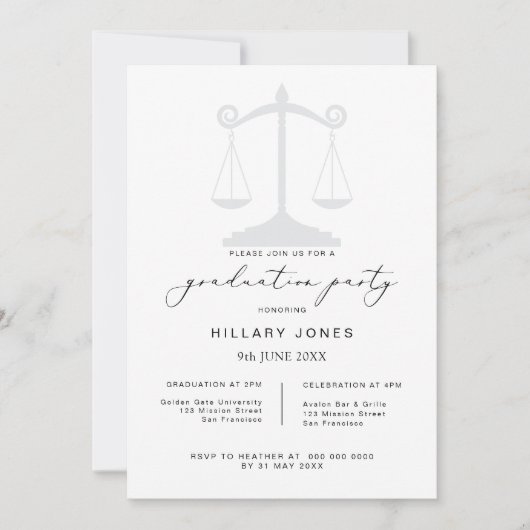 Invitation École de droit moderne Paralegal Calligraphie (Devant)