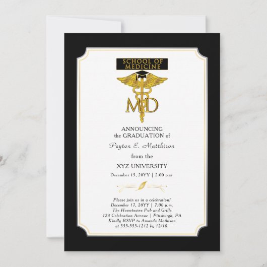Invitation École de médecine | Diplôme de médecin (Devant)
