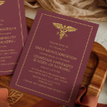 Invitation École de sciences infirmières de Bourgogne moderne<br><div class="desc">Une invitation à la fête de remise de diplômes de la RN/Nuring School moderne,  élégante et élégante en Bourgogne et en or avec un caduceus. Contactez-moi pour obtenir de l'aide sur vos personnalisations ou pour demander des produits complémentaires de mise en correspondance ou de coordination pour votre célébration.</div>
