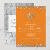 Invitation École de soins infirmiers Diplôme Orange Argent (Devant / Derrière)